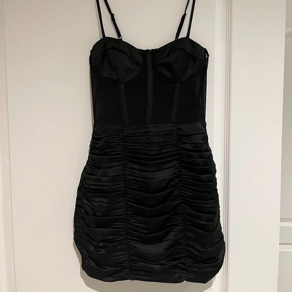 ZARA Women Black Satin Effect Mini Dress Size XS
